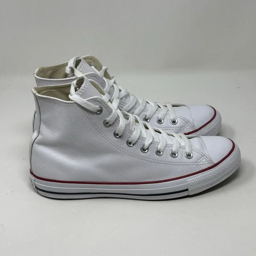 Converse All Star Chuck Taylor Mens 8.5 White Leather High Top Retro Shoes - Picture 5 of 14